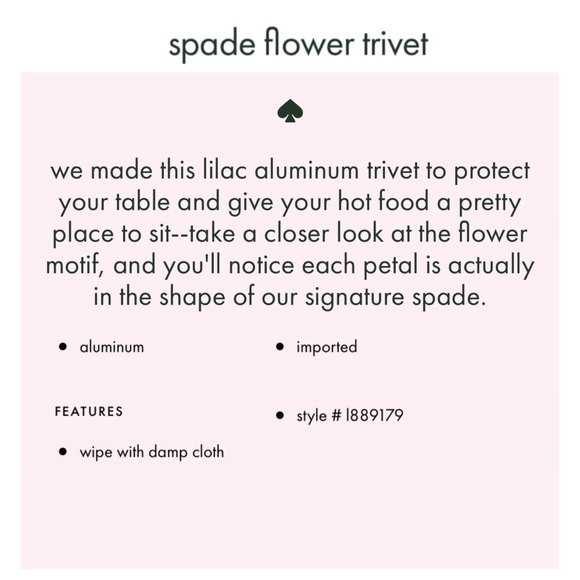 Kate Spade: Spade Flower Trivet in Lilac - Picture 7 of 7